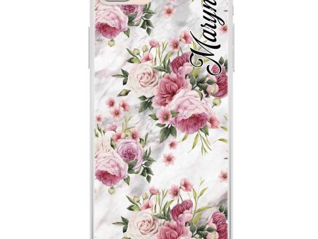 Marble and Pink Floral iPhone 7 Plus Ultra Clear Case For Cheap