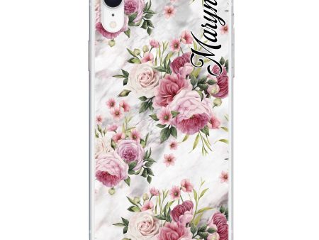 Marble and Pink Floral iPhone XR Ultra Clear Case For Cheap