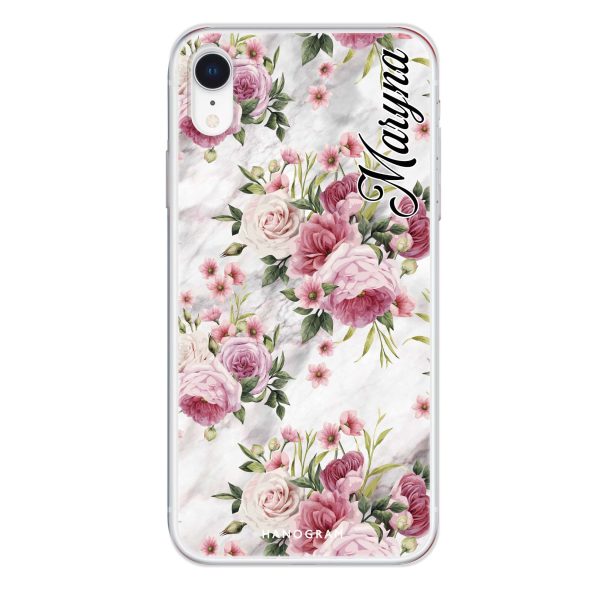 Marble and Pink Floral iPhone XR Ultra Clear Case For Cheap