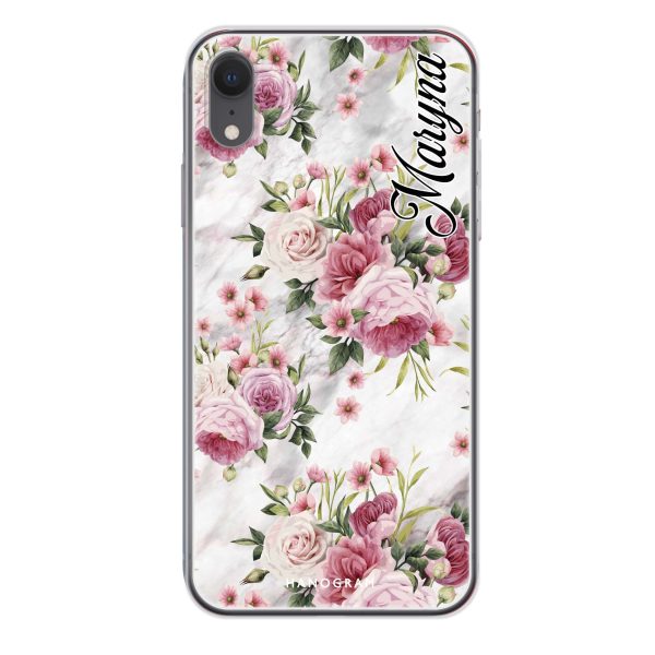 Marble and Pink Floral iPhone XR Ultra Clear Case For Cheap