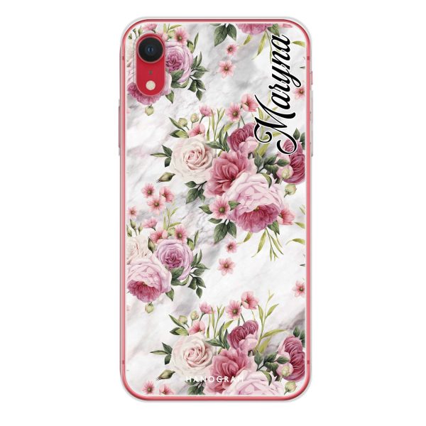 Marble and Pink Floral iPhone XR Ultra Clear Case For Cheap