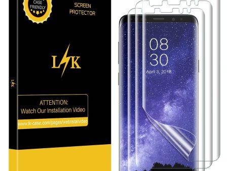 [3 Pack] LK for Samsung Galaxy S9 Screen Protector, Liquid Skin [New Version] [Case-Friendly] [Bubble-Free] HD Clear Flexible Film with Lifetime Replacement Warranty Cheap